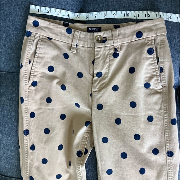 J. CREW Tan and Navy Polka Dot Mid Rise Chinos Size 00 (Measure like a 2-4) - Picture 7 of 11